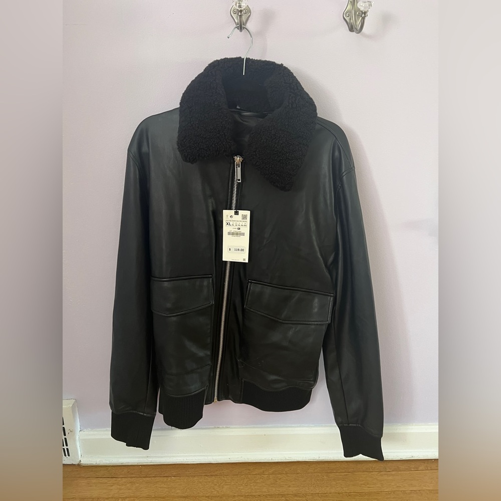 Zara Mens Multi-Wear Leather Jacket (removable Sherpa)